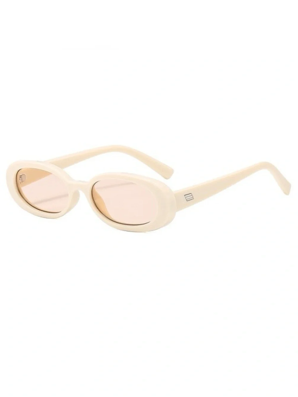 RETRO 90s OVAL FRAME UV400 EYEWEAR SUNGLASSES Cream Color